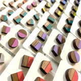 Two Tone Walnut Geo Studs