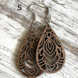 Mandala Drop Wood Earrings