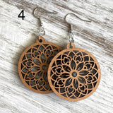 Mandala Drop Wood Earrings