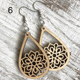 Mandala Drop Wood Earrings