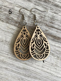 Mandala Drop Wood Earrings