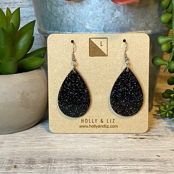 Black and Multicolor Acrylic Glitter Drops