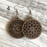 Mandala Drop Wood Earrings