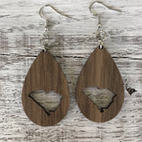 State Drop Earrings-Walnut - Wholesale