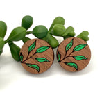 Hand Painted Large Leaf Circle Stud