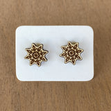 Engraved Wood Snowflake Studs