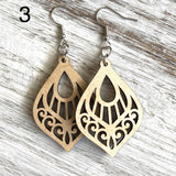 Mandala Drop Wood Earrings