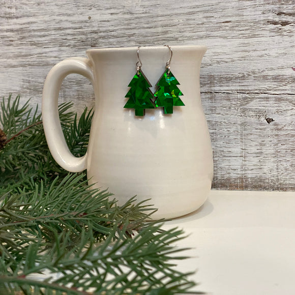 Mini Holographic Deep Green Tree Drop-wholesale