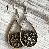 Mandala Drop Wood Earrings