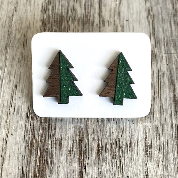 Two tone tree studs - Wholesale