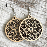 Mandala Drop Wood Earrings