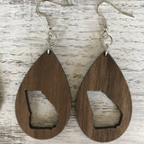 State Drop Earrings-Walnut - Wholesale
