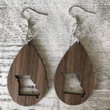 State Drop Earrings-Walnut - Wholesale