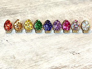 Hand Painted Glitter Lightbulb Studs