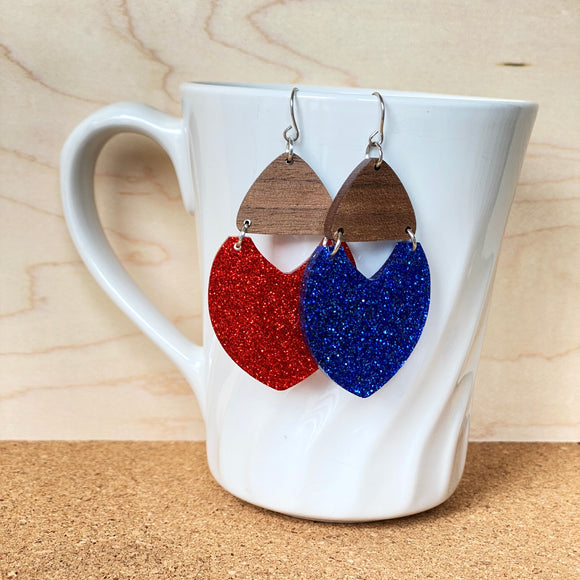 Red and blue glitter mismatch drops-wholesale