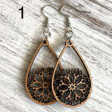 Mandala Drop Wood Earrings