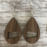 State Drop Earrings-Walnut - Wholesale
