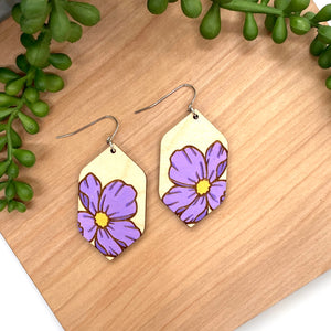 Hand Painted Purple Flower Drops