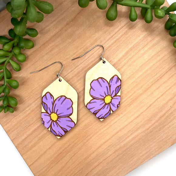 Hand Painted Purple Flower Drops