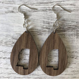 State Drop Earrings-Walnut - Wholesale