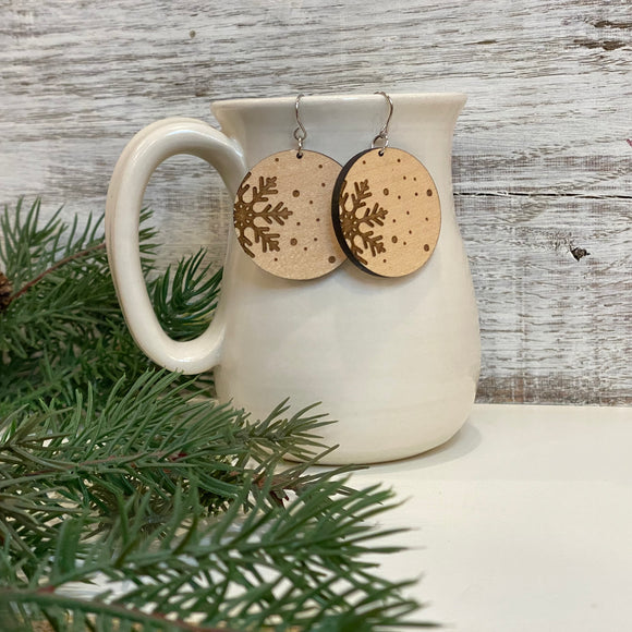 Circle Snowflake Maple Wood Mini Drops - Wholesale