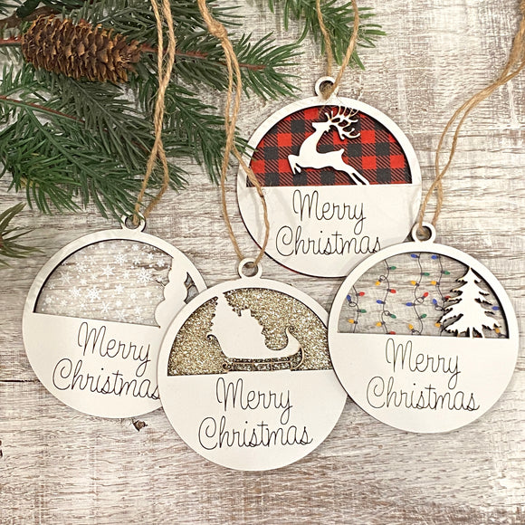 2 Layer Merry Christmas Ornament-wholesale