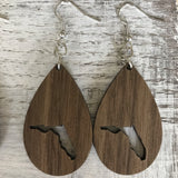 State Drop Earrings-Walnut - Wholesale