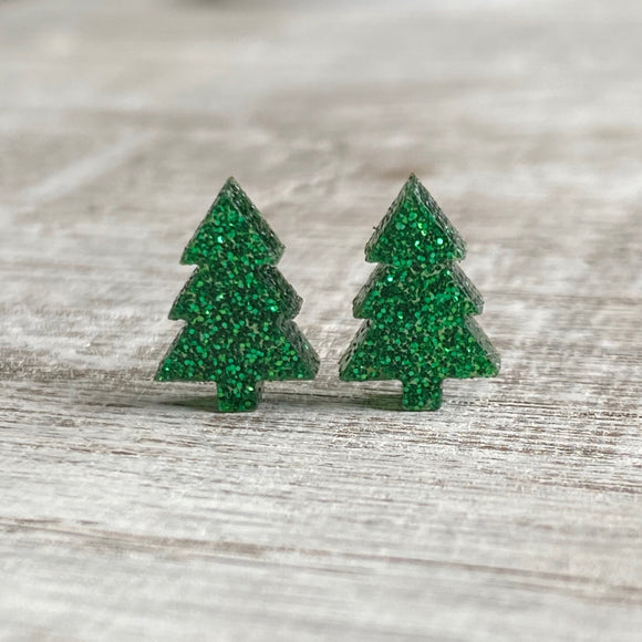 Glitter Acrylic Tree Studs