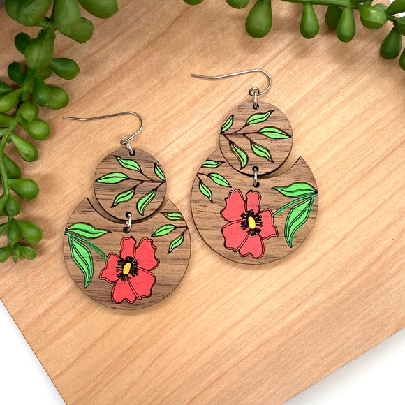 Hand Painted Double Circle Poppy Drops