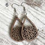 Mandala Drop Wood Earrings