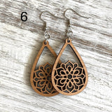 Mandala Drop Wood Earrings
