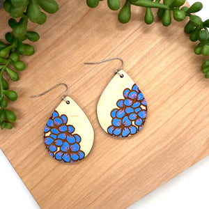 Hand Painted Blue Flower Tear Drops