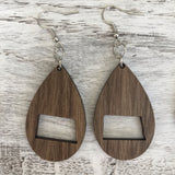 State Drop Earrings-Walnut - Wholesale