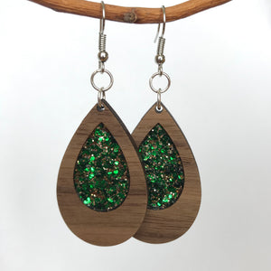 Green and Gold Drop Earrings