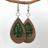Green and Gold Drop Earrings
