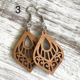 Mandala Drop Wood Earrings